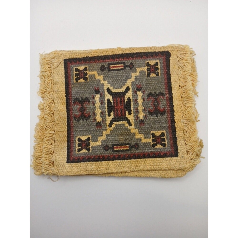 Set of 5 Southwest El Paso Saddle Blanket Co. Woven Cotton Mats Large Coasters - Picture 3 of 6